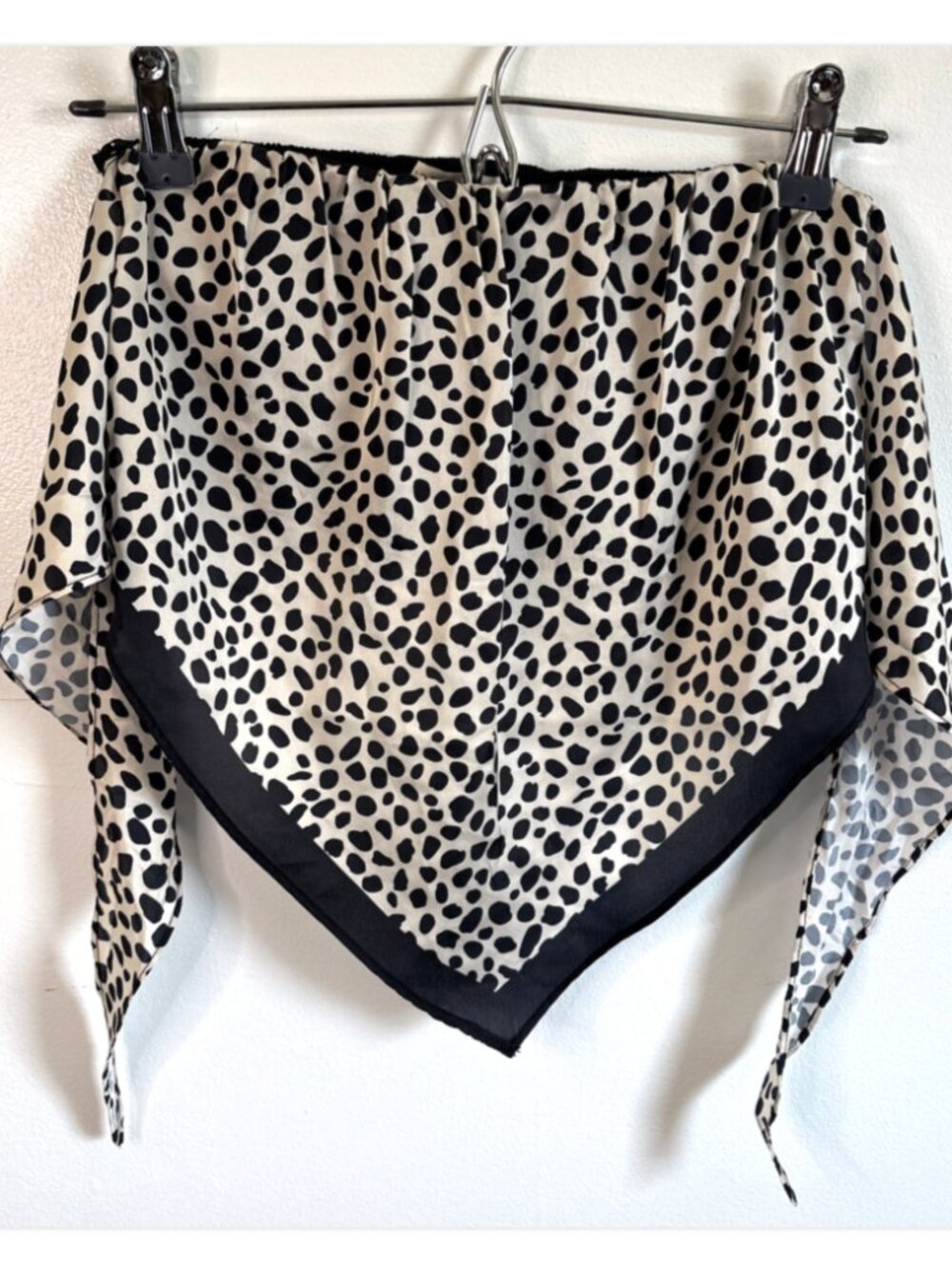 Thirty/Thirty Bandana Tube Top Black White Spotted Print Satin Tie Back Size S